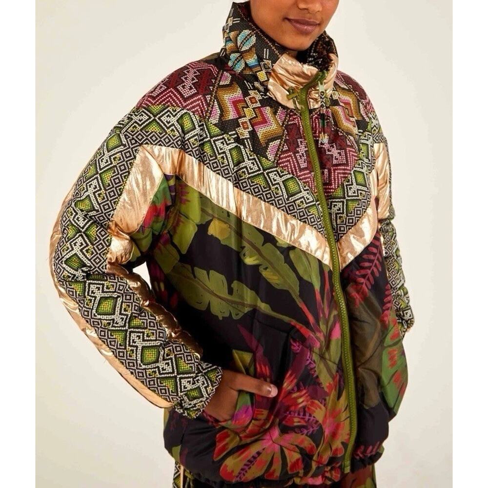 Farm Rio Tropical Rauti Puffer Reversible Zip Up Jacket Snow Size S